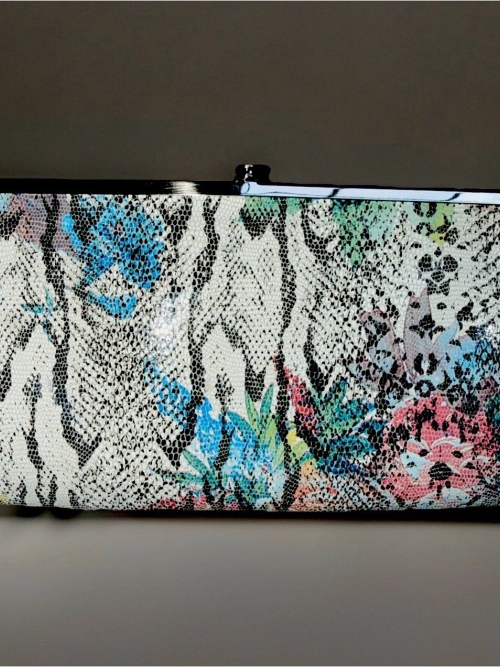 HOBO Lauren Double Frame Clutch Wallet LIZARD FLORAL $178